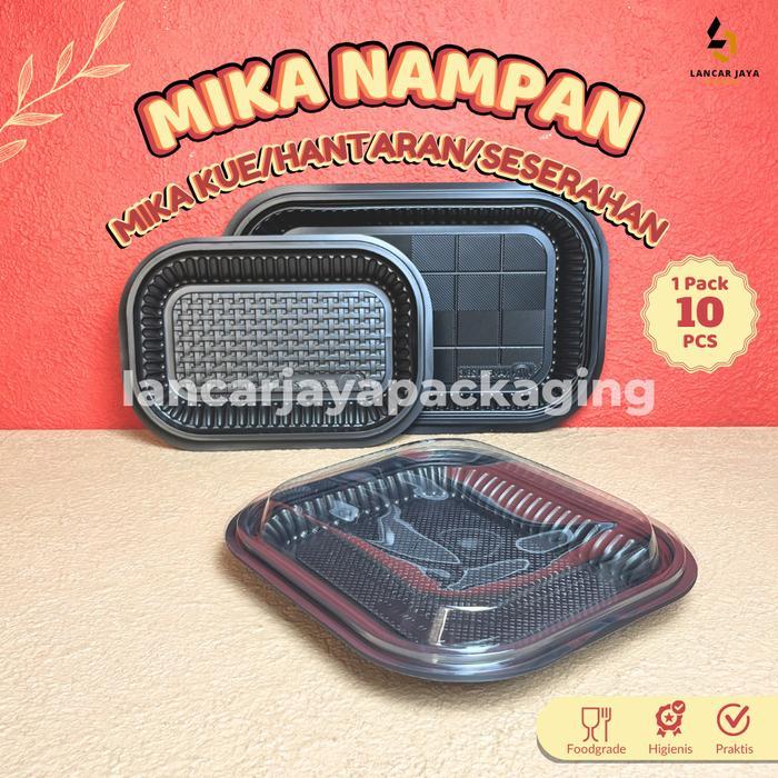 [10 Pcs] Nampan Mika Baki Hantaran Plastik Tempat Jajan Snack Kue Basah Roti Tray Tatakan Coklat