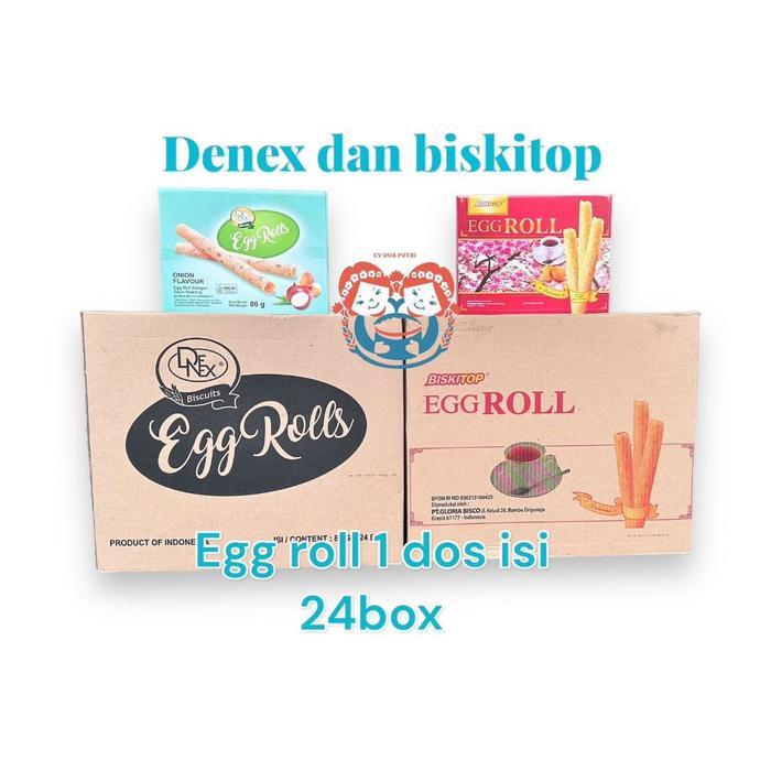 Promo Denex Egg Roll Biskitop Marindo 85gr Original & Onion (Kemasan DUs isi 24) Renyah Gurih Empuk