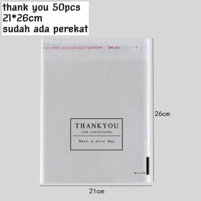 Stok Baru PLASTIK OPP ROTI THANK YOU UKURAN BESAR 21x26 50 pcs