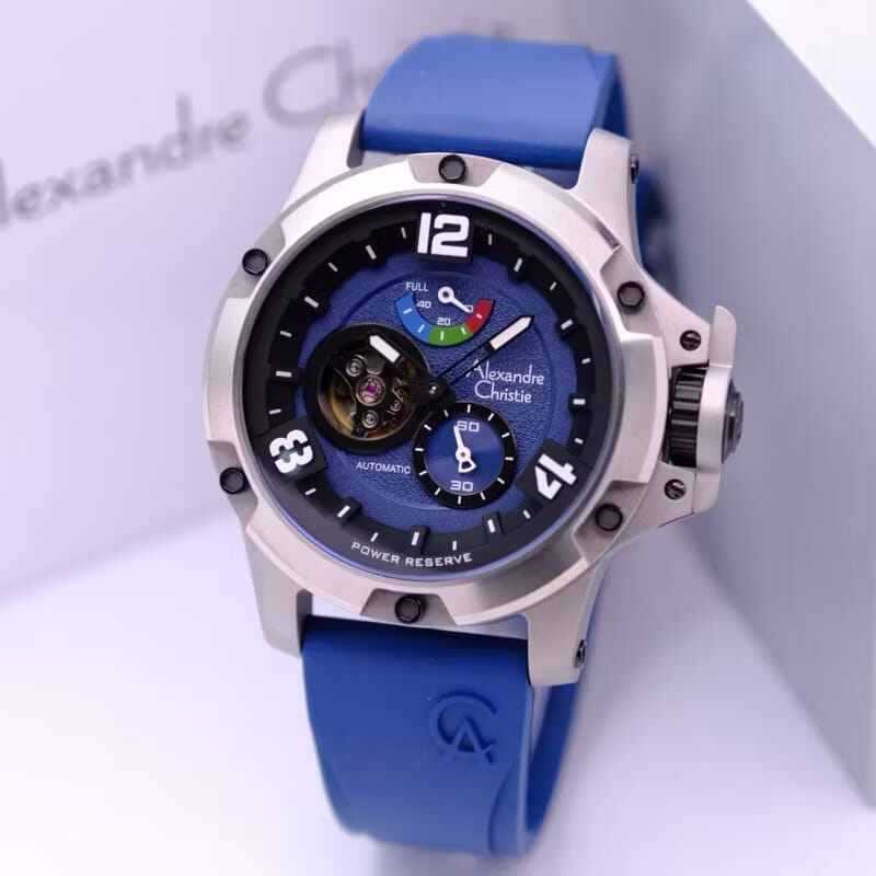 JAM TANGAN PRIA ALEXANDRE CHRISTIE AUTOMATIS BIRU AC 6295