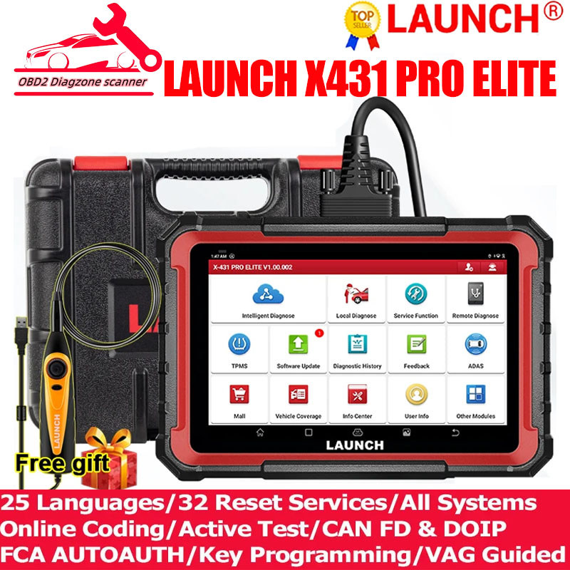 2024 Launch X431 Pro Elite Car Diagnostic Tools,Bidirectional Scan Tool,31+ Reset CAN FD & DOIP ECU 