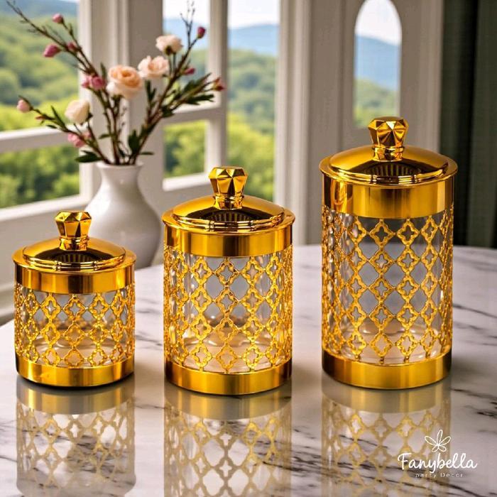 Stok Baru Toples Set Lebaran Aestethetic kedap udara Toples snack Mewah Toples Snack Set Akrilik