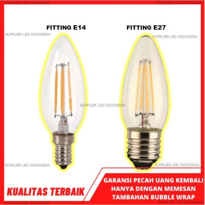 Lampu Led Filament Filamen 2W 4W Fiting E14 / E27 Lampu hias led candle fitting e14 2 WATT 4 WATT