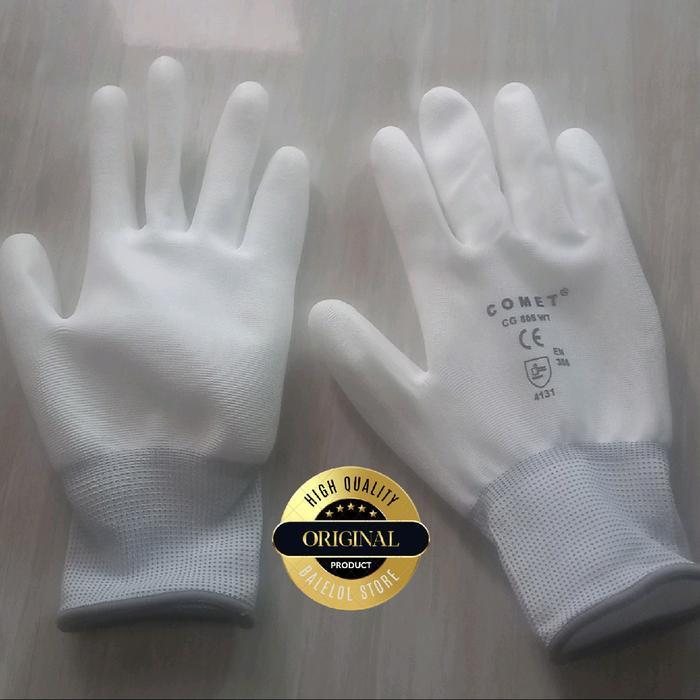 "New" Sarung Tangan Kerja Nylon Palmfit Comet Putih CG805WT Karet Perpasang