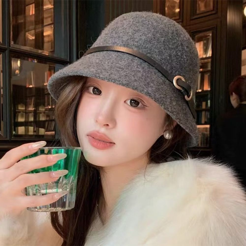 Elegant Woolen Fisherman's Hat Autumn Winter British Retro Temperament Basin Hat Women's Formal hat