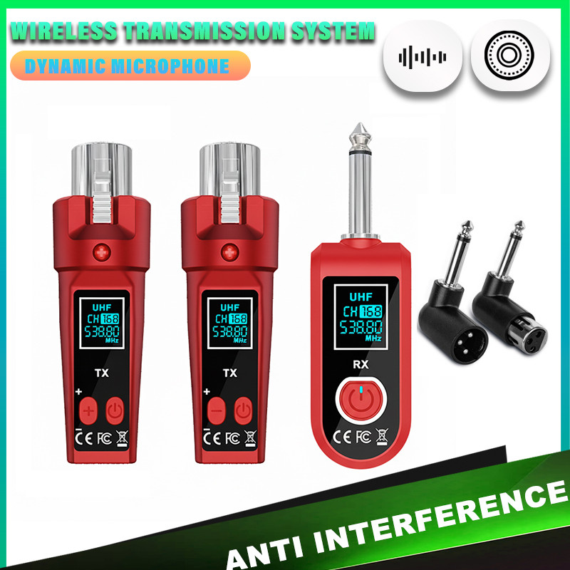 UHF Wireless Converter Dynamic Condenser Universal Recharge XLR Transmitter and Receiver for Mic