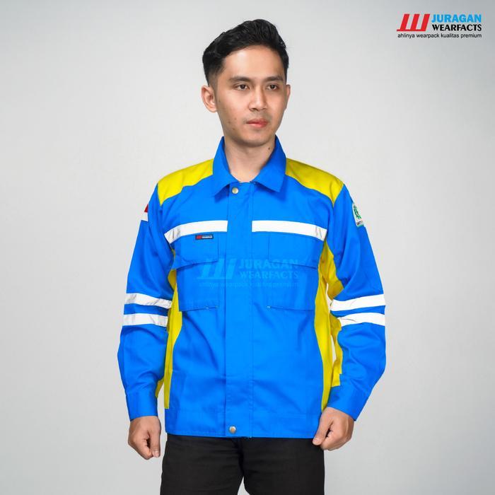 Juragan Wearfacts - Wearpack Atasan Warna Biru Benhur Kombinasi Kuning