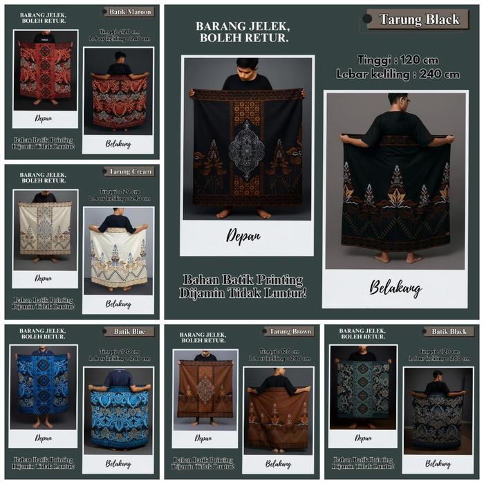 Sarung Batik FREE POUCH Dewasa Jumbo Motif Batik Sarung Pria Dewasa Santri Muslim Katun Pekalongan