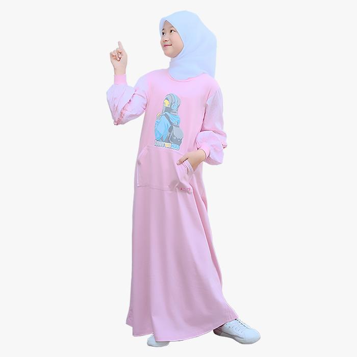 SIAPKIRIM SHIBAKIDS Zhafira Series Gamis Anak Perempuan Bahan Kaos Katun Jepang Lengan Panjang
