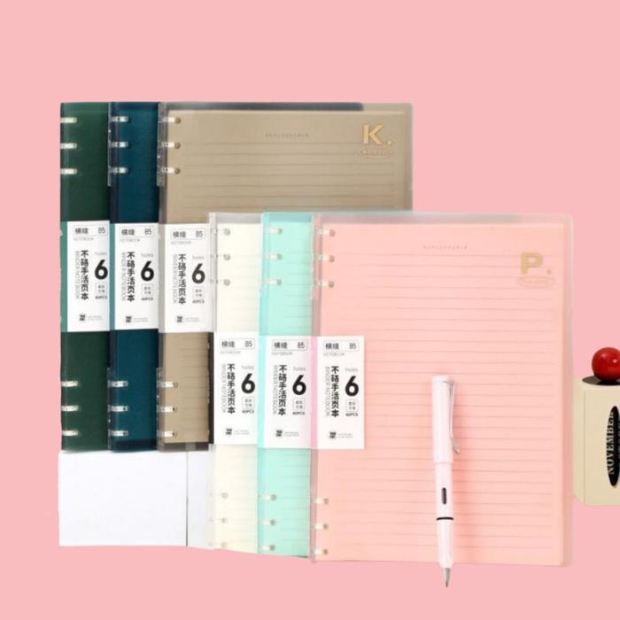 Soft Cover 6 Ring Slim File Refillable Binder Notebook A5 B5 - Map Binder Transparant Lentur A5 B5