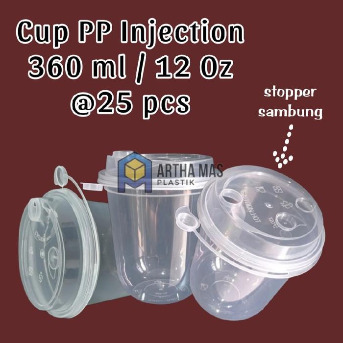Gelas Cup Pp Injection 360Ml - Cup Oval Cheese Tea @25 Pcs
