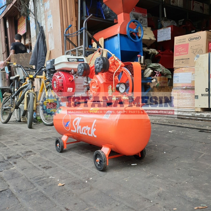 Kompresor  Angin 1/4 HP MUSTANG+Mesin Penggerak 160 Komplit Selang 10 Meter Airduster Pentil Angin A