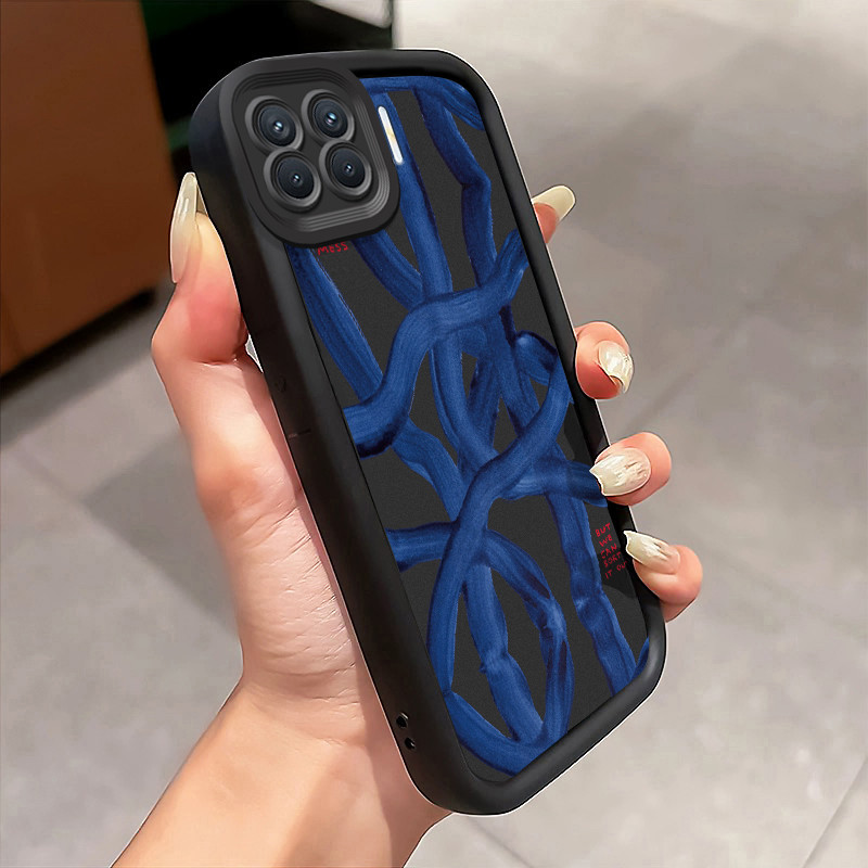 Casing Hp OPPO A93 F17 Pro OPPO Reno 4F Reno 4 Lite Case Blue Abstract Lines Kasing silikon Cesing B