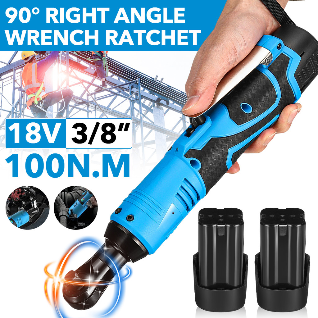 Kunci Impact 18V Kunci Pas Listrik Isi Ulang Tanpa Kabel Kunci Pas Ratchet Sudut Kanan 3/8 Inci Alat