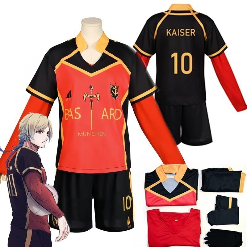Anime Blue Lock Michael Kaiser Cosplay Costume Red Uniform Team Bastard Munchen Alexis Ness Cosplay