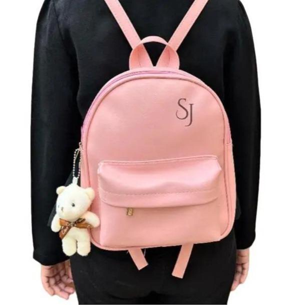 Elizabeth - Tas Ransel Wanita Mini/Tas Gendong Sekolah Free Gantungan Boneka Backpack Kulit Cewek