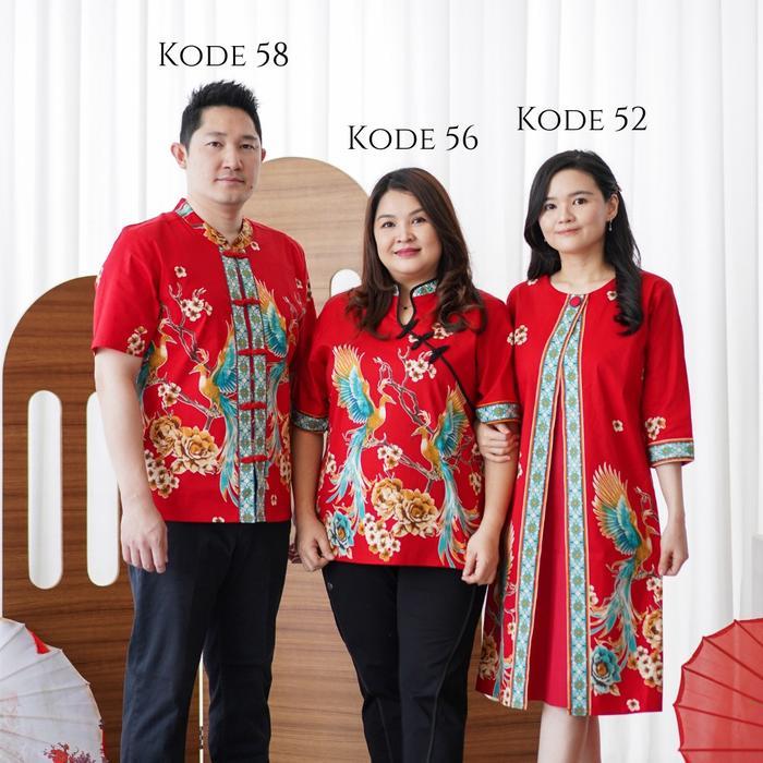 [ Fng ] Batik Imlek 2026 Feng Katun Stretch Premium Jumbo Bigsize Couple Dress Kemeja Cheongsam