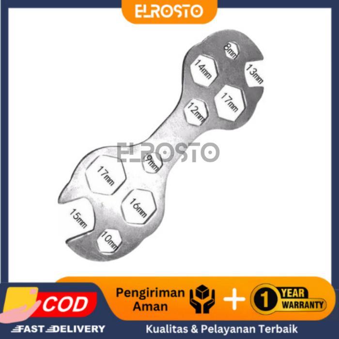 ASLI ELROSTO Kunci Pas Sepeda Multi Ukuran 10 In 1 Alat Bengkel Komplit Ringan Ready stock
