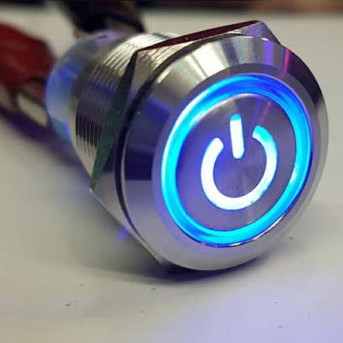 19mm Push Button Stainless Waterproof Blue