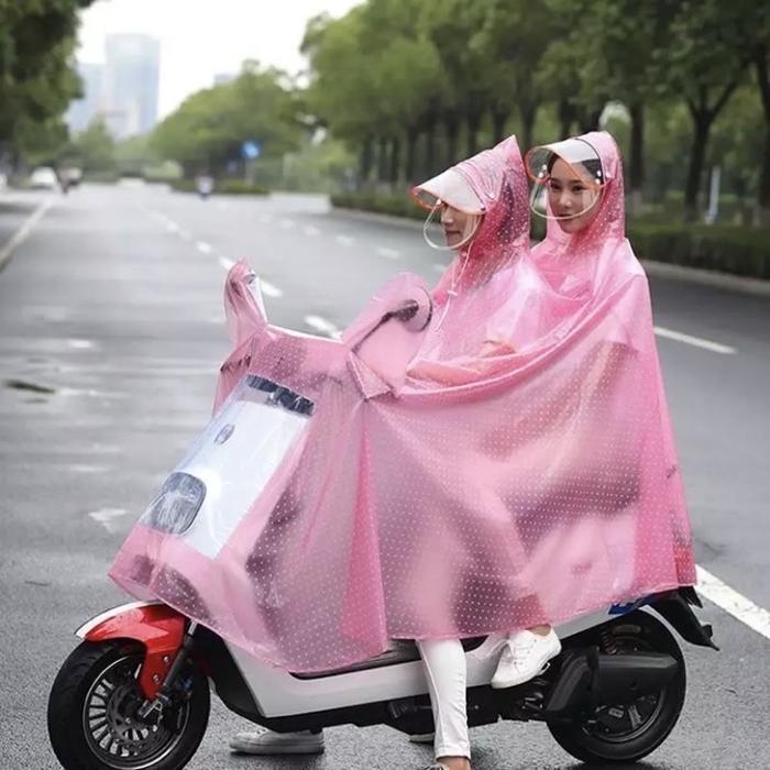 Jas Hujan Ponco 2 Kepala Bonceng Full Body - Jas Hujan Motor Dewasa