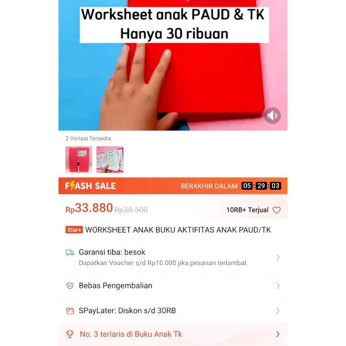 (Buku Anak Paud/tk) WORKSHEET ANAK BUKU AKTIFITAS ANAK PAUD/TK