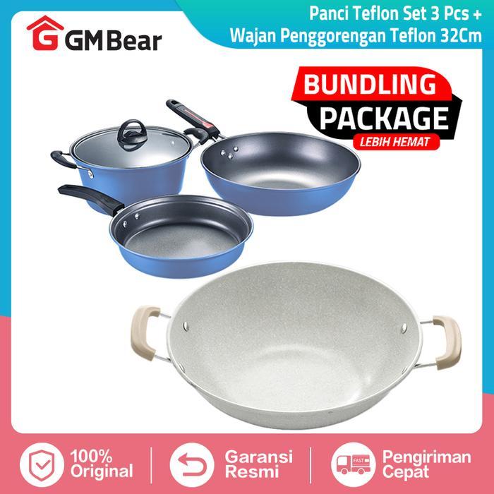 (BUNDLING) GM Bear Panci Wajan Teflon 1560 + Wajan 1238