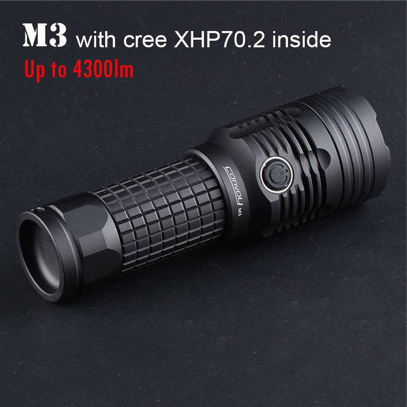 Most Powerful LED Flashlight, Convoy M3 with Cree XHP70.2 Torch Flash Light 26650 Lanterna Camping H