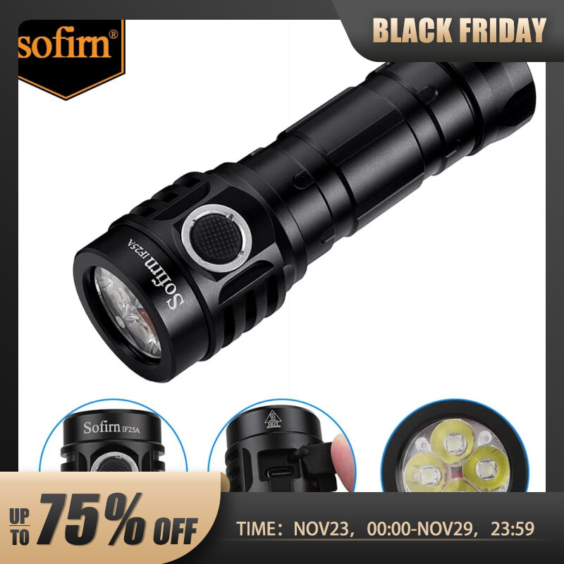 Sofirn IF25A BLF Anduril Powerful USB C Rechargeable LED Flashlight 21700 Lamp 4000lm 4*SST20 Torch