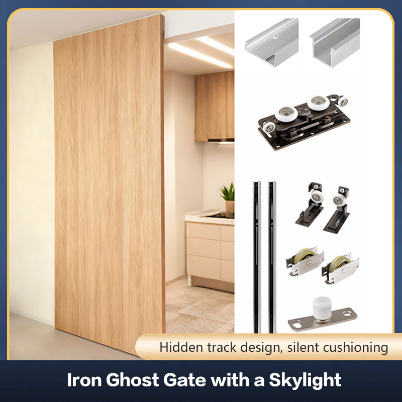 SSOUIM Ghost Door Invisible Track Bathroom One-Door To Top Trackless Sliding Door Hardware