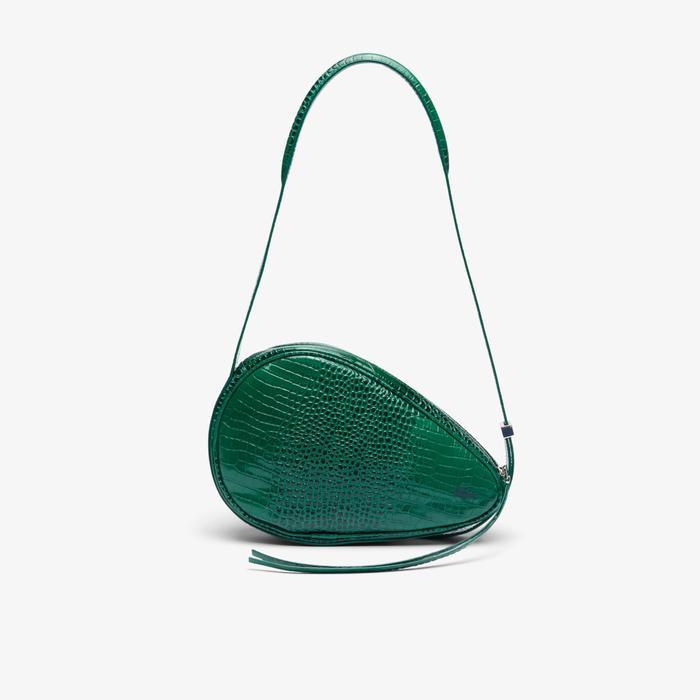 terlaris Lacoste Unisex Hobo Runway Shoulder Bag Leather Embossed Racket Bag 100% ori