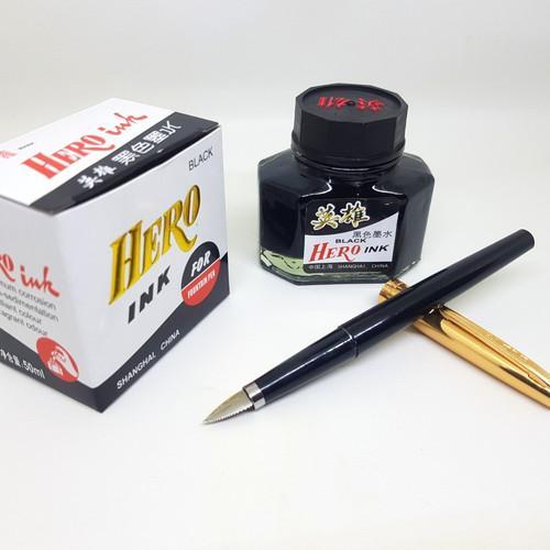 Tinta Hero Ink Fountain Pen No.64 Black Kaligrafi Menulis Indah Nib 50ml 50 ml