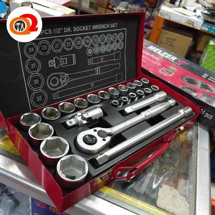 Kunci sok set 8 - 32 mm 24 pc Melzer - Box besi 12 point