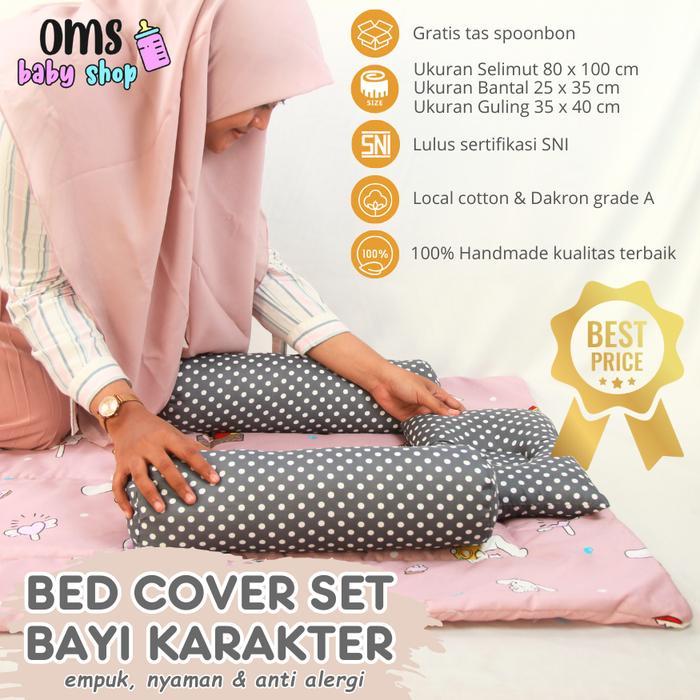 TERLARIS FREE TAS SPONBON BED COVER SET BAYI KARAKTER / Bantal Guling Selimut Bayi set / Baby