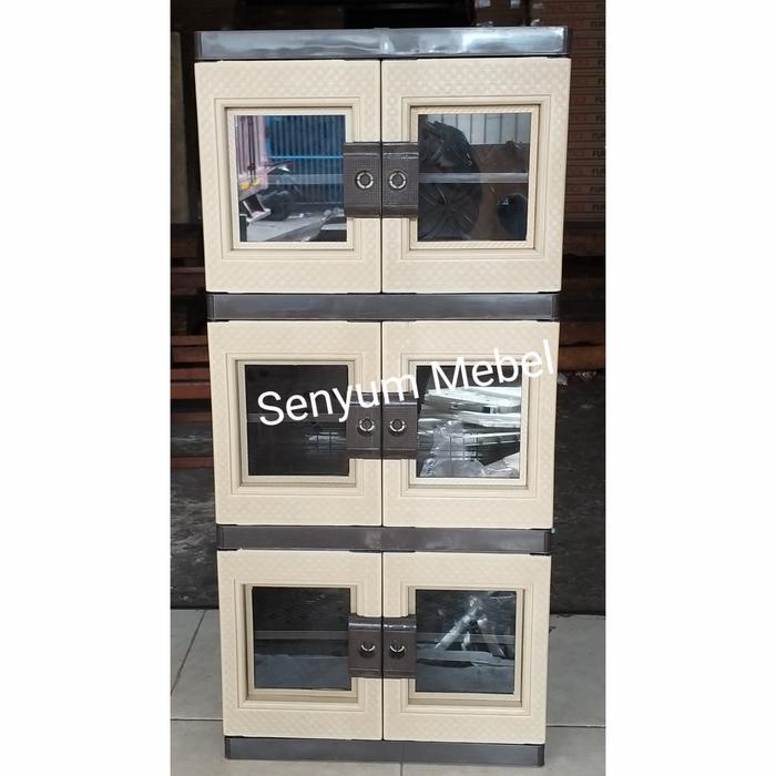 Rak Sepatu Plastik Tertutup Kaca Akako