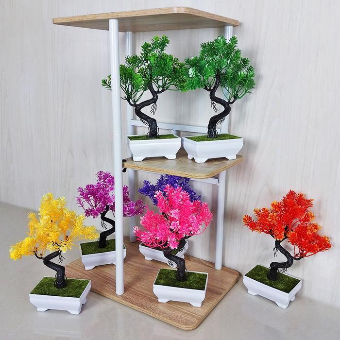 "New" Pohon Bonsai Plastik Tanaman Hias Artificial Pot Bunga Dekorasi Rumah Hiasan Meja Ruang Tamu
