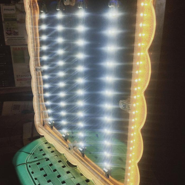 LAMPU HIAS TEMPEL PLAFON KRISTAL KOTAK 4 WARNA 40CM