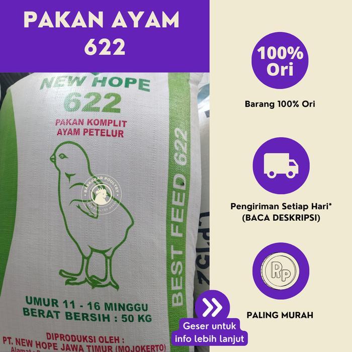 Pakan Ayam Petelur Pra Produksi 622 (1 Kg, Usia 2 bulan - 6 bulan)