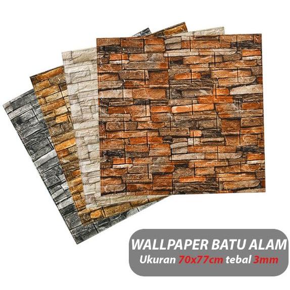 Wallpaper Dinding Foam Motif Batu Alam 3D Stiker
