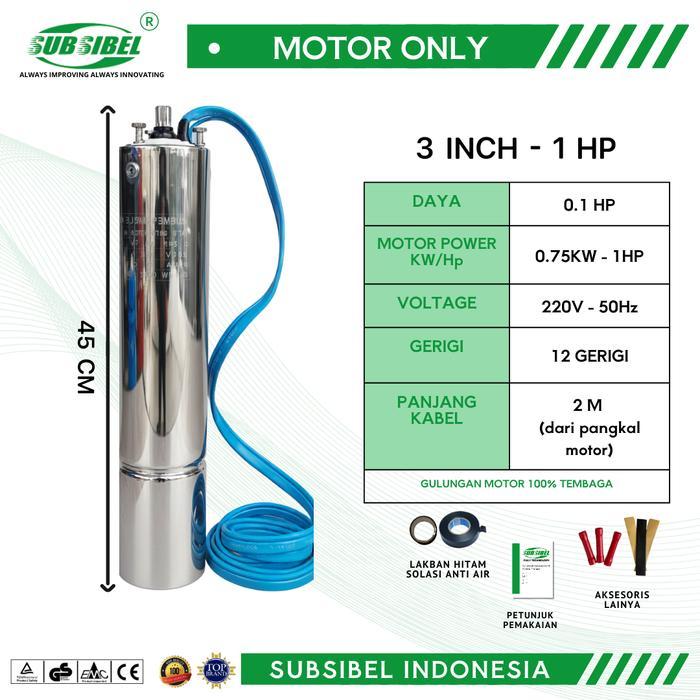 MOTOR ONLY POMPA SATELIT 3 INCH 1 HP - POMPA AIR - POMPA SUBMERSIBLE
