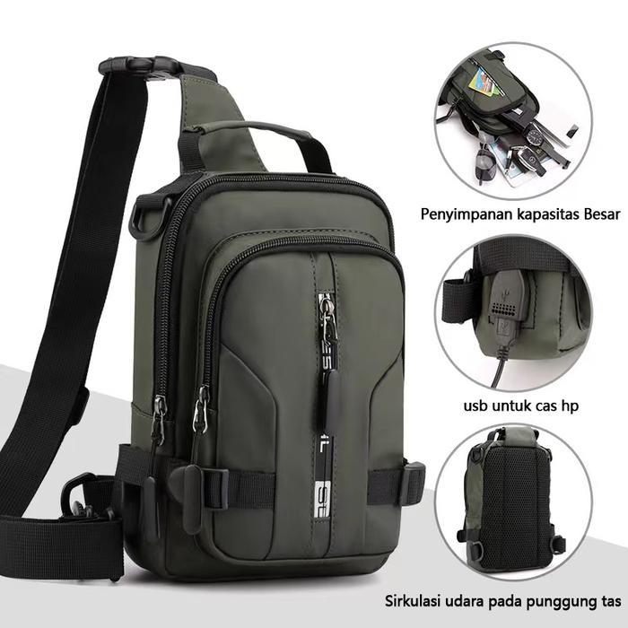Freeknight Tas Selempang Pria Style Korea Waistbag Kerja Tas Bahu Cowok Slingbag Waterproof Tas