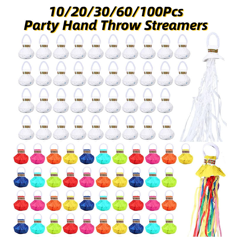 300-30Pcs Streamers Poppers Wedding Confetti Poppers Colorful Hand Throw Streamers No Mess Confetti