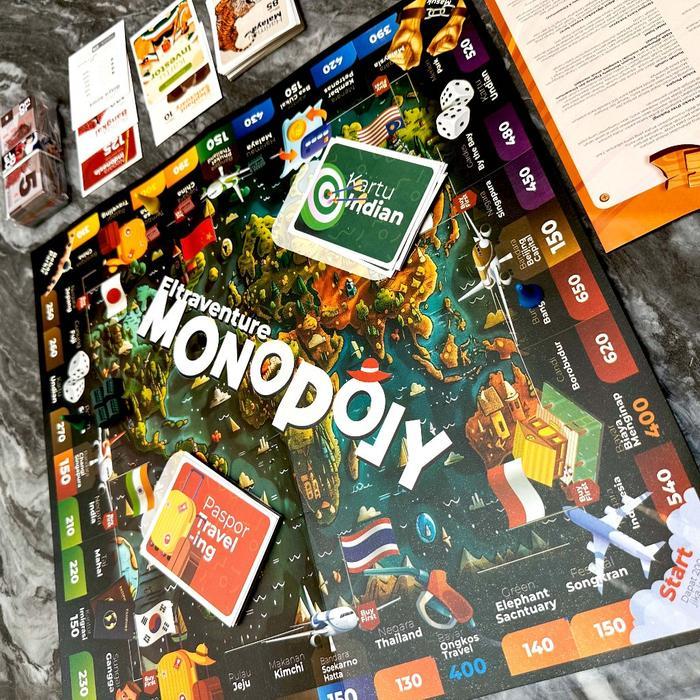 Elco - Monopoli Kertas Eltraventure (Mainan Monopoli Internasional) Kartu Papan Permainan Board Game