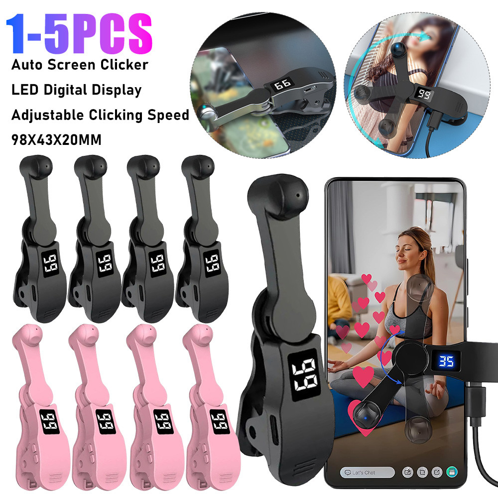 1-5Pcs Phone Auto Screen Clicker Clip-On Video L Liker Finger Clicking Simulator 108 Gear Adjustable