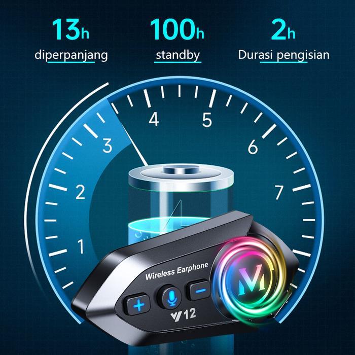 Jzaq Y12Headphone Helm Bluetooth Headset Helm Bluetooth 5.4 Helm Headset Fm Radio Helm Sepeda Motor
