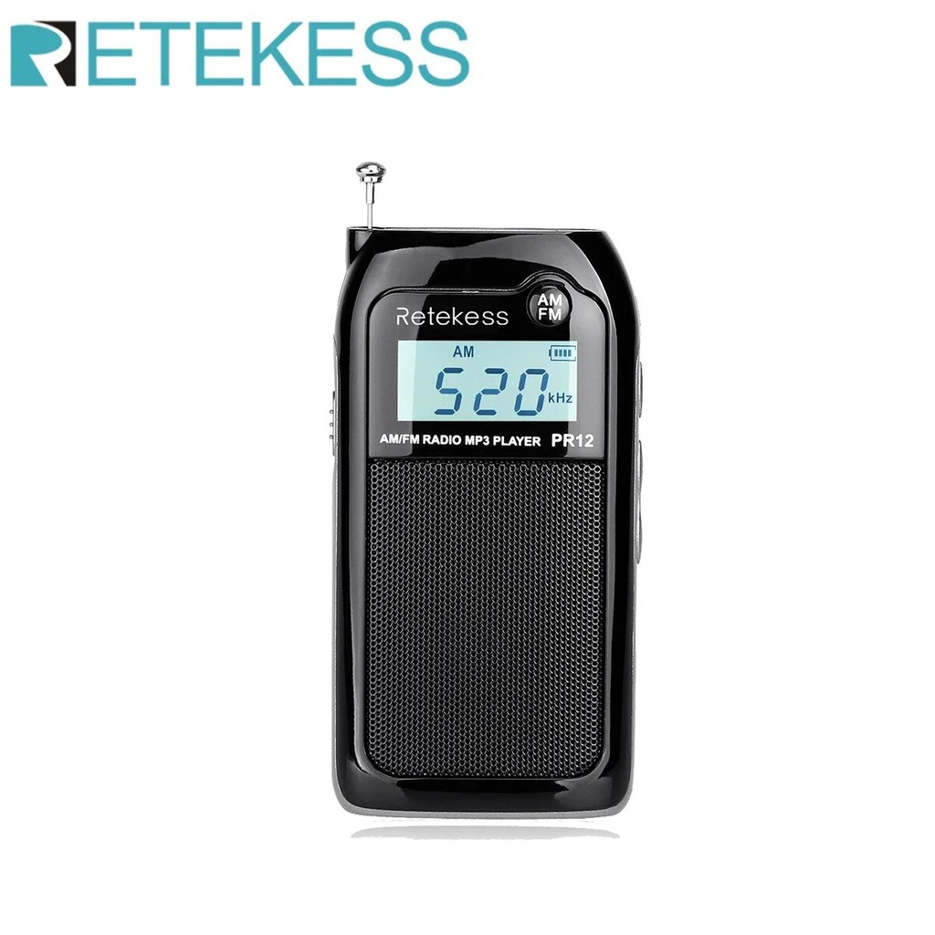 PROMO   RETEKESS PR12 Radio FM AM Mini Pocket Radio MP3 Portable Receiver Backlit Display Digital St