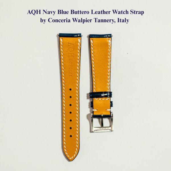 AQH Ltd Release Navy Blue Buttero Leather Watch Strap by Conceria Walpier Italy/Watch Strap/Strap