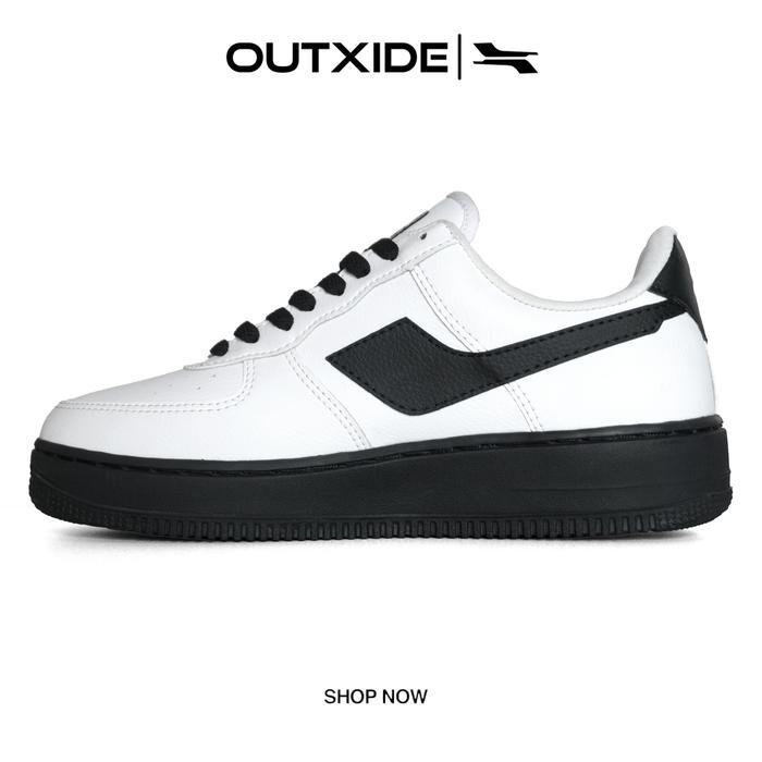 OUTXIDE Sepatu Sneakers Pria Kasual Putih Sol Hitam