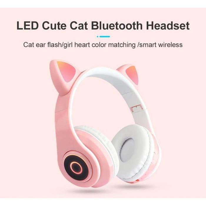 Cat Ear Headphone Gaming Bluetooth Wireless Cat Ear Headset - Pink Bass Earphone