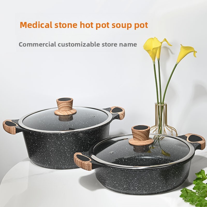 Stone hot pot hot pot pot, commercial soup pot, induction cooker, non-stick pan, hotel gas pot, soup