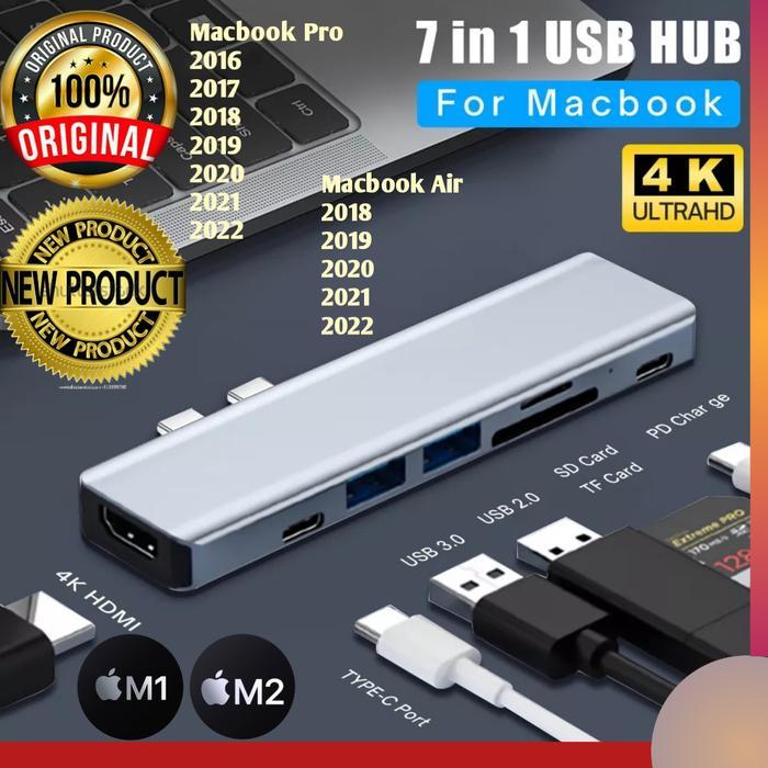 7 IN 1 Adapter Converter Hub USB Extension Dongle For Macbook Pro/Air M1 M2 Premium High Quality